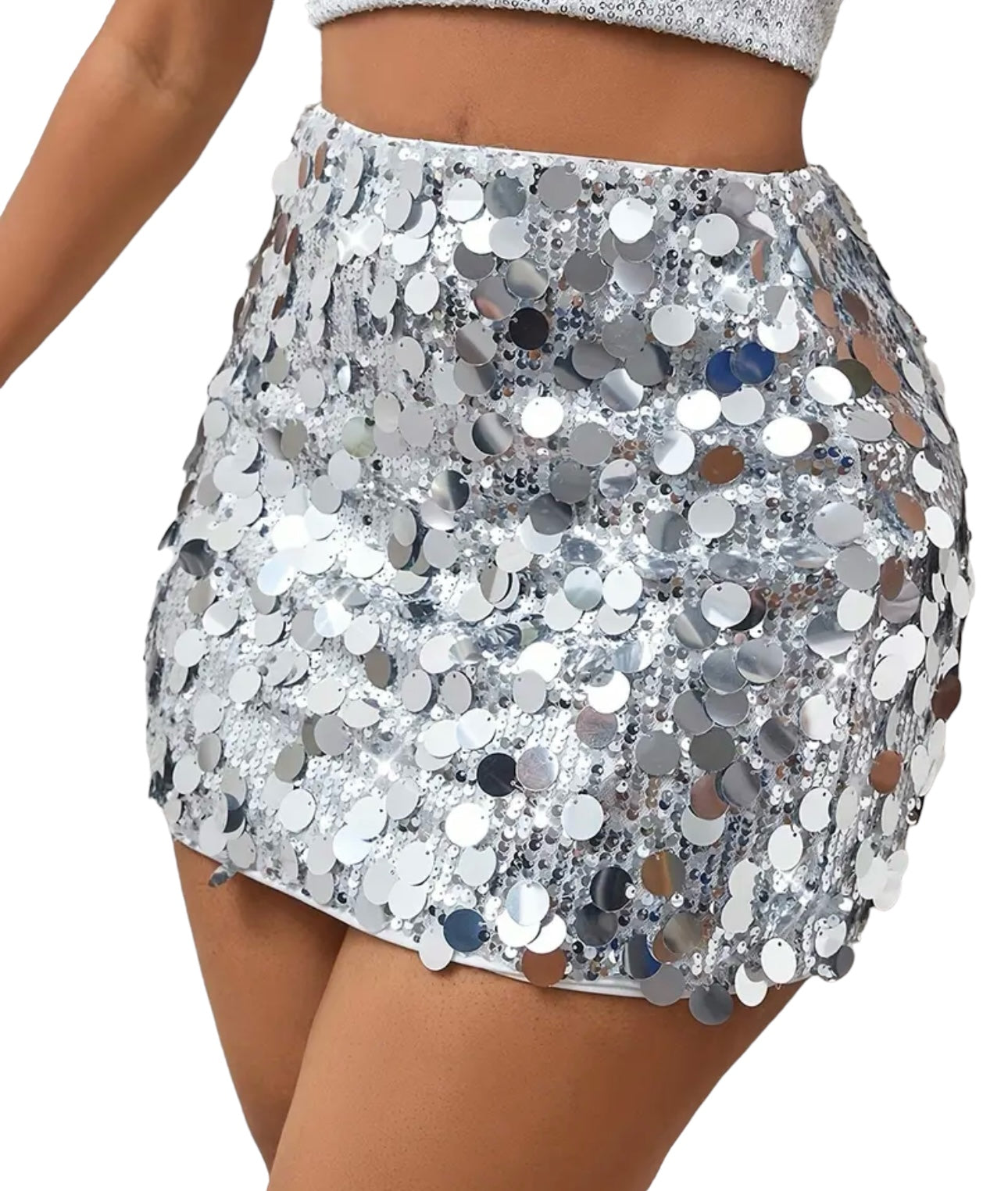 Baddies Bodycon Shimmering Mini Skirt, Sexy High Waist For Party & Club.